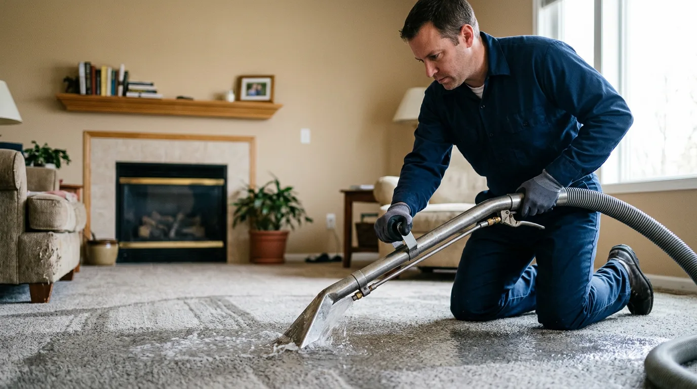 Water damage restoration technician working near Hartstown, PA